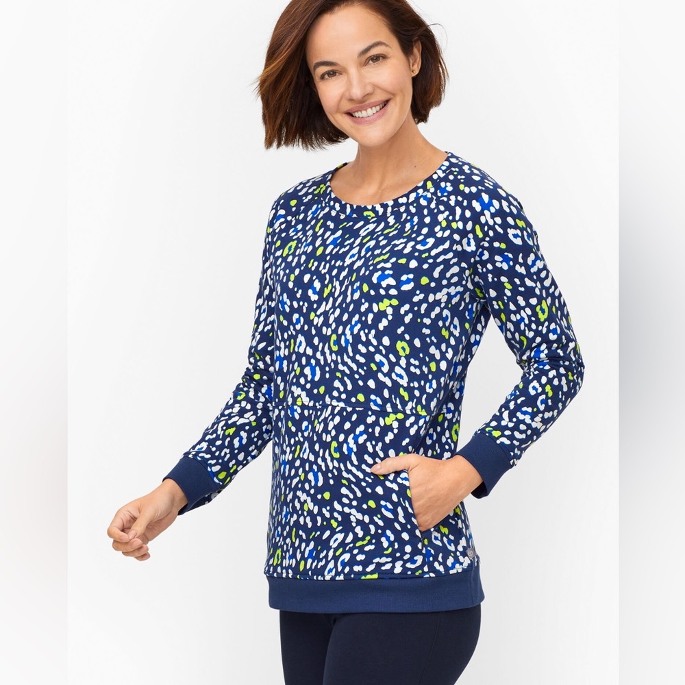 TALBOTS TERRY CREWNECK PULLOVER - ENCHANTING ANIMAL ✨NWT